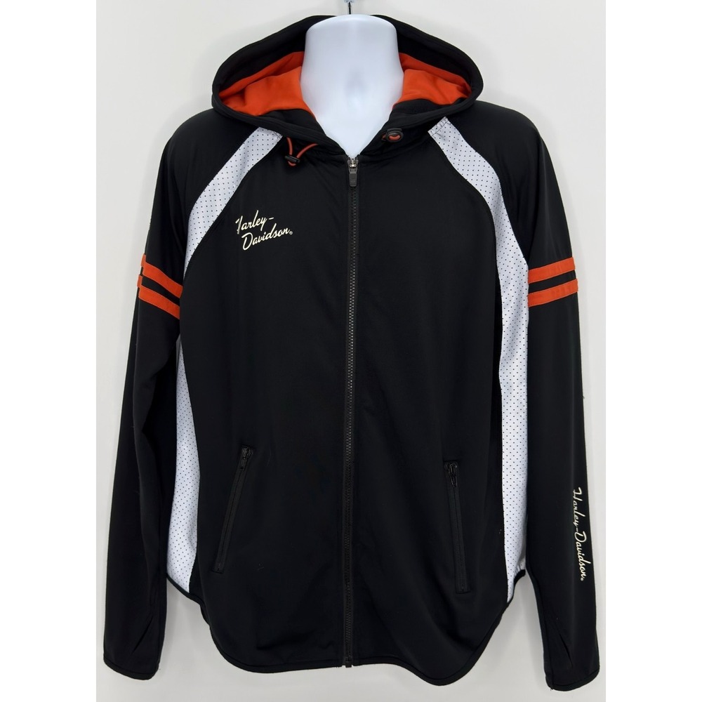 Harley Davidson Performance Hoodie Women's 2XL Black Orange Motorcycle